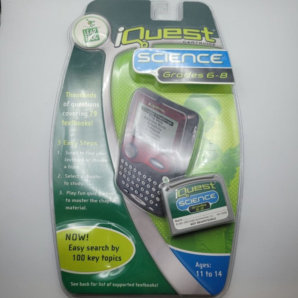 iQuest Science Grades‎ 6 7 8 Cartridge Leap Frog Learning Education Game Vintage